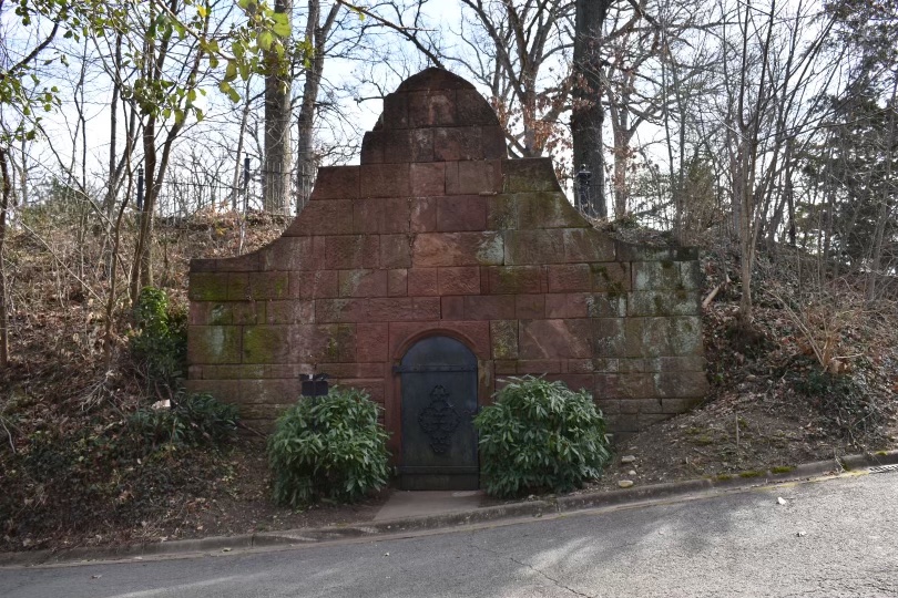 Historic receiving vault at Ivy Hill Cemetery, used to temporarily hold caskets before burial in the 19th century.